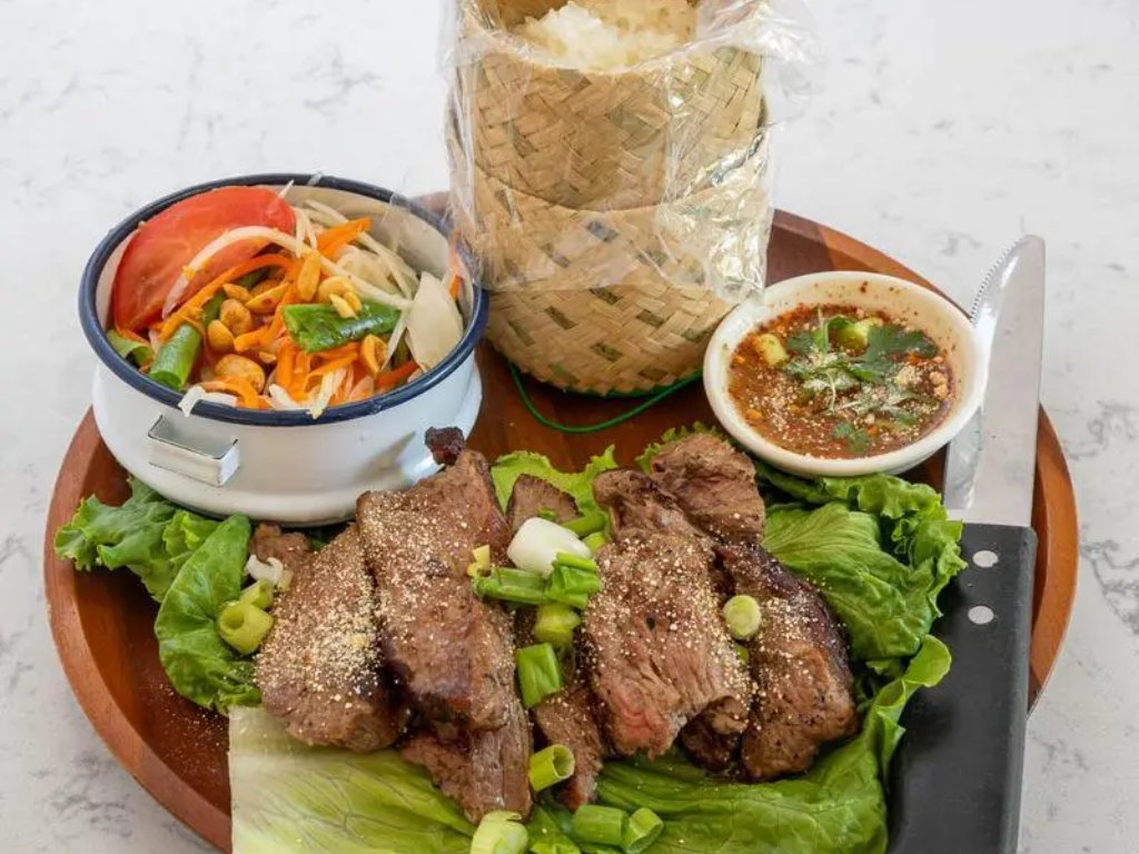 Thai BBQ Beef with halal beef at Hanuman Thai Cafe Kirkland
